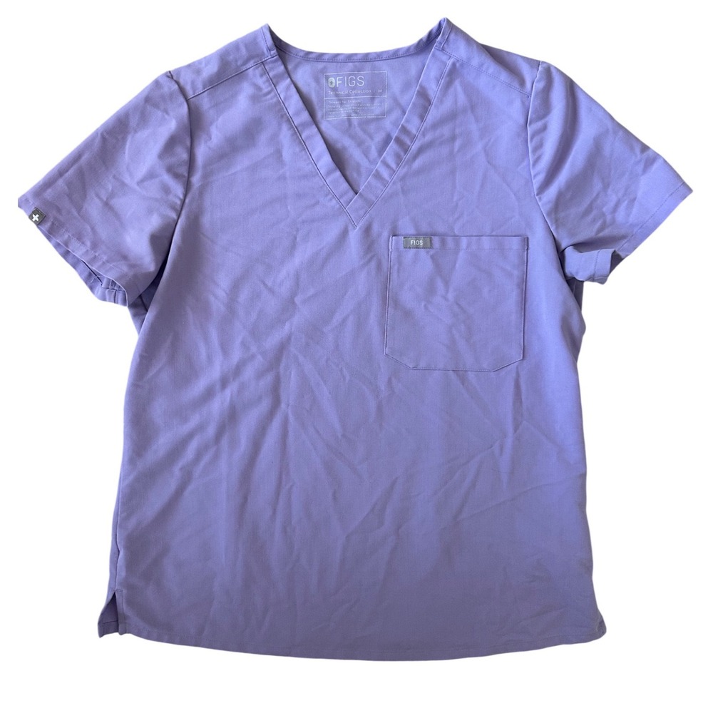 FIGS Technical Collection Casma V-Neck Scrub Top Purple Medium M Short‎ Sleeve